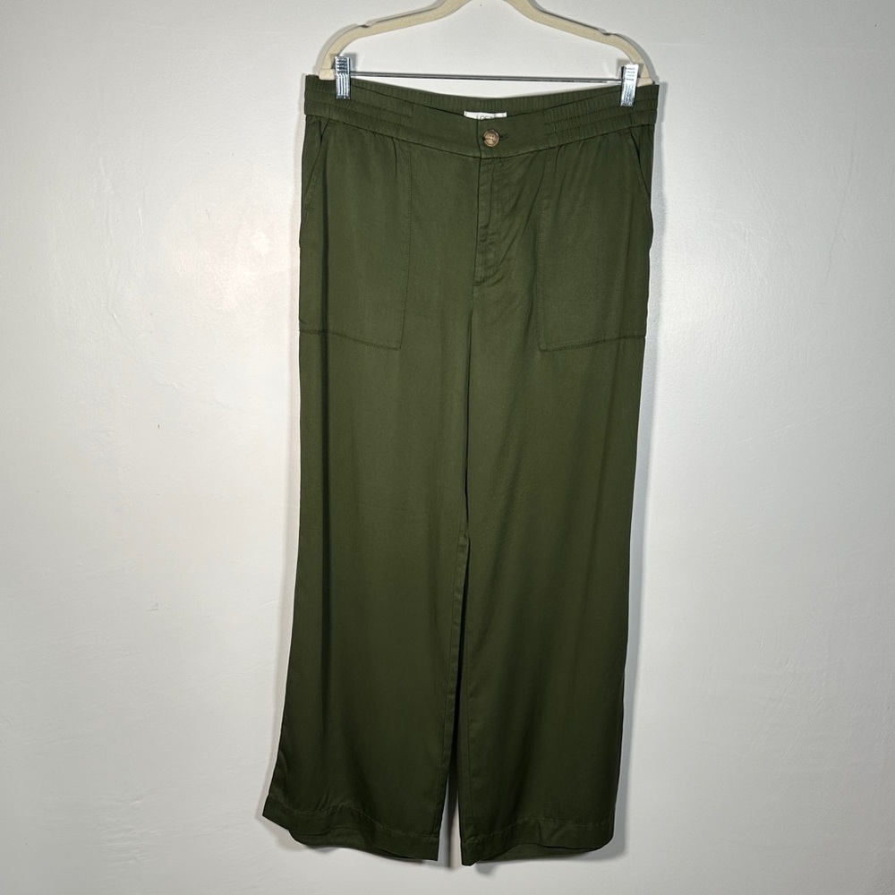 LOFT Fluid Wide-Leg Utility Pants – Olive Green Size 14
